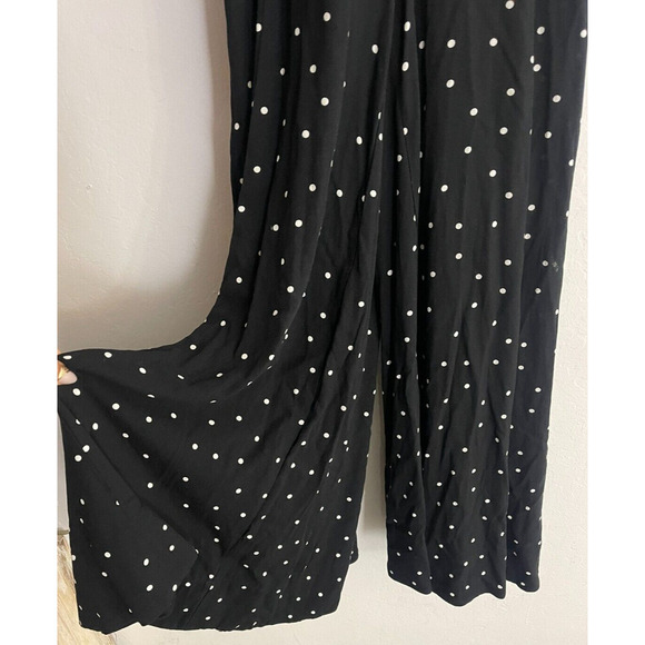 Free People XS Jumpsuit Black White Polka Dot Strappy Wide Leg Baggy Fit Pants - Picture 5 of 9
